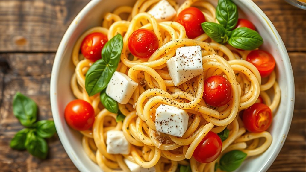 pasta cooking and dressing