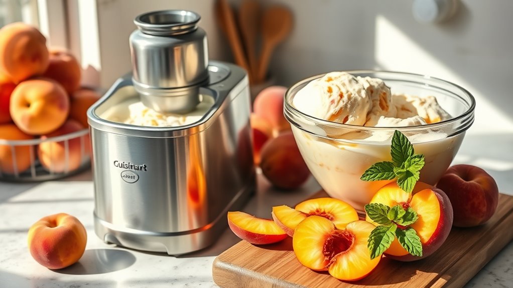 peach ice cream preparation