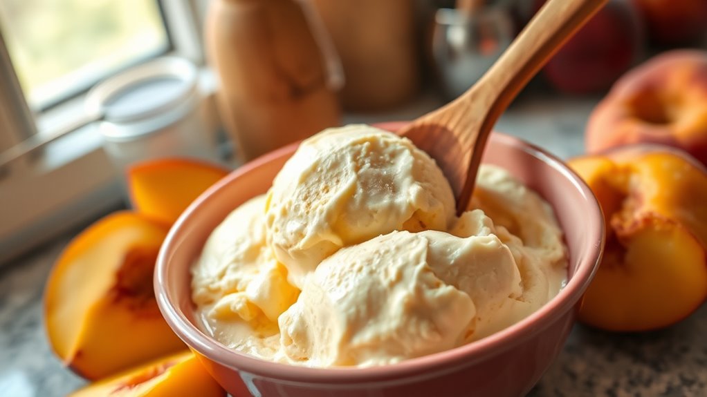 peach ice cream preparation