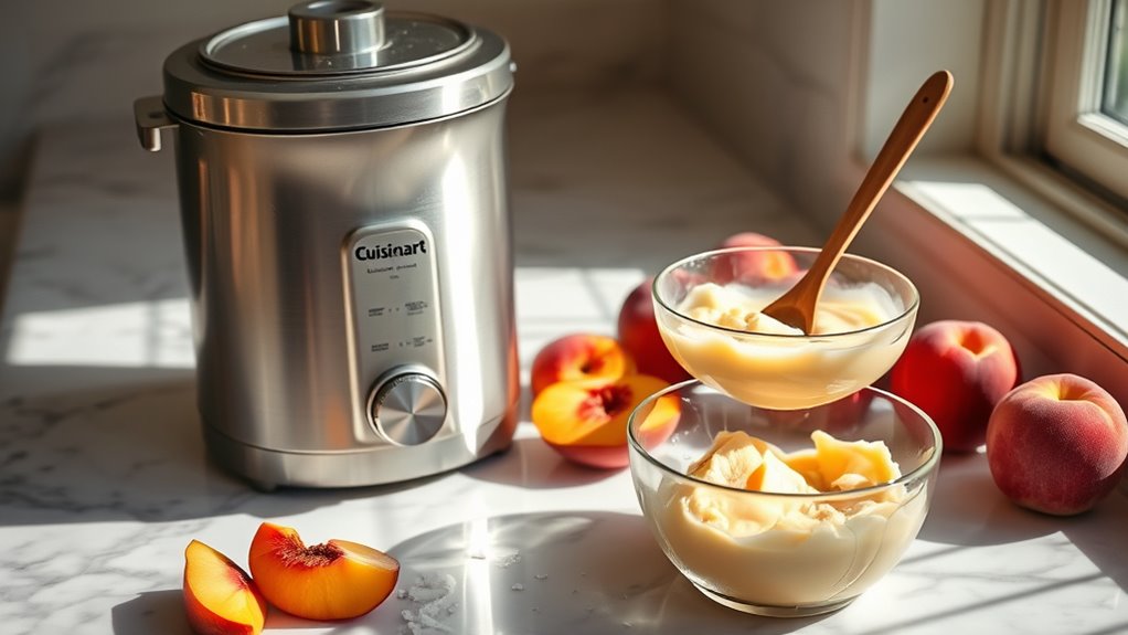 peach ice cream preparation