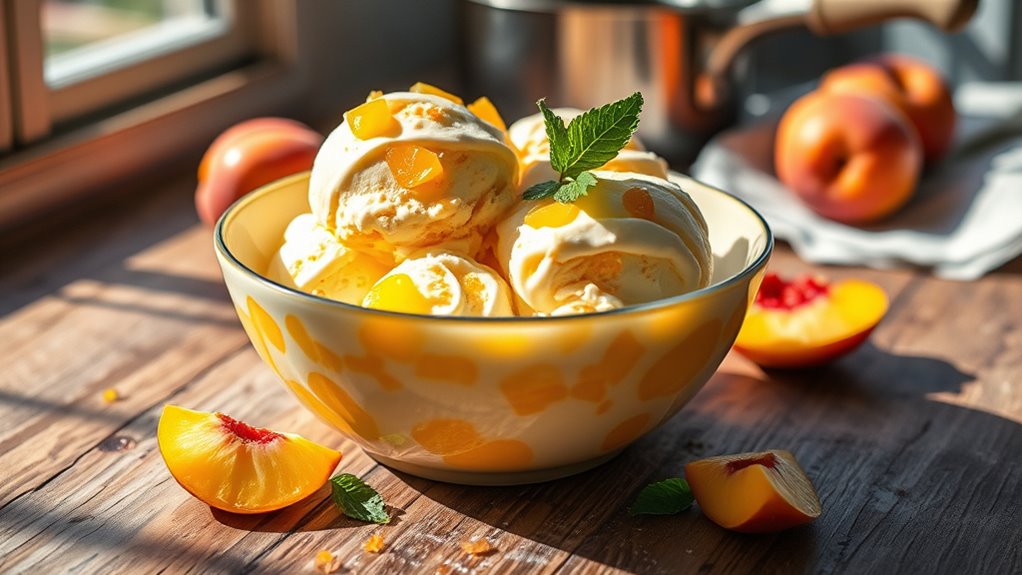peach nectar ice cream preparation