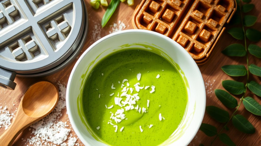 perfect pandan waffle preparation