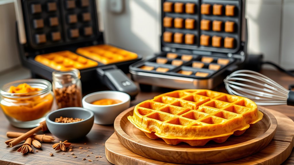 perfecting pumpkin waffle cooking