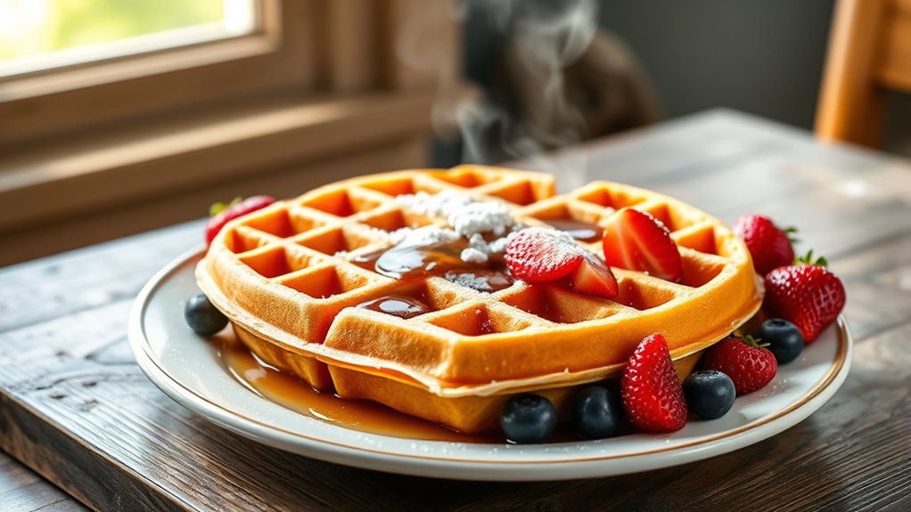 perfectly cooked belgian waffles