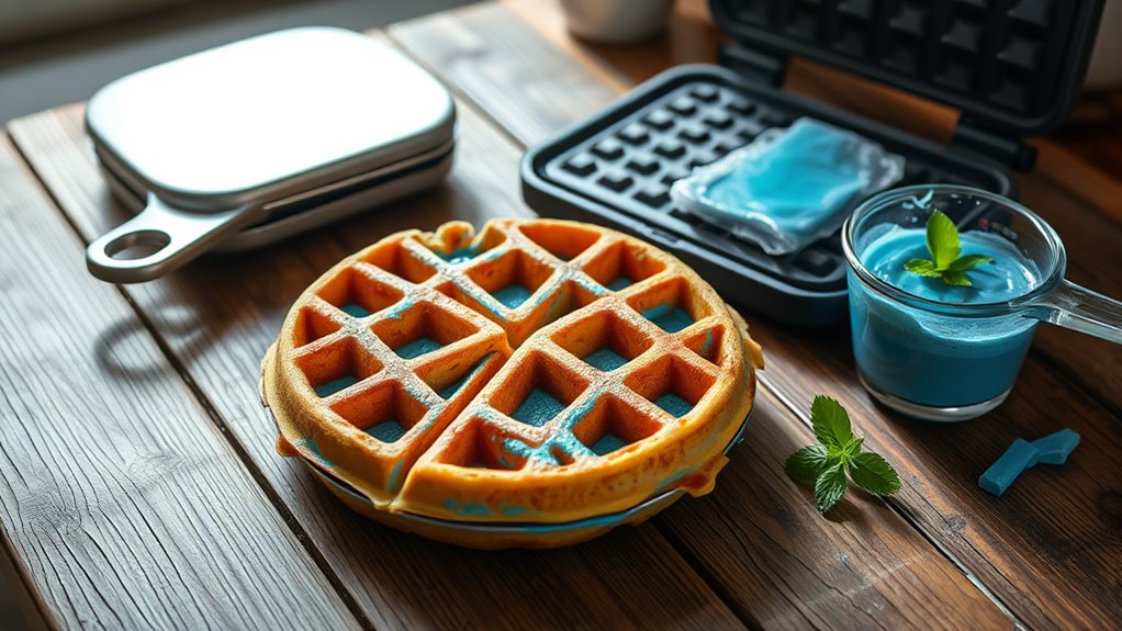 perfectly cooked blue waffles