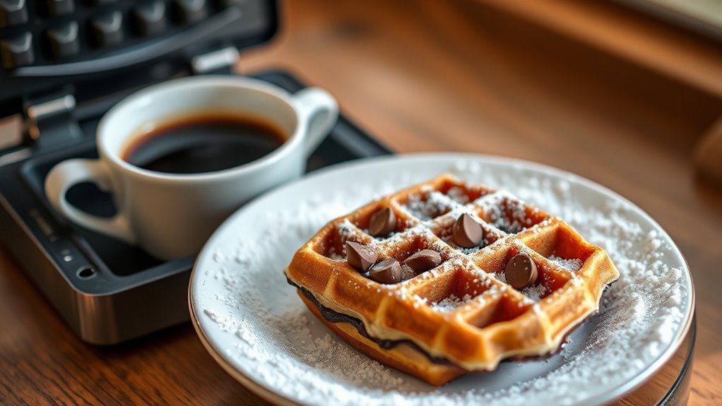 perfectly cooked chocolate waffles