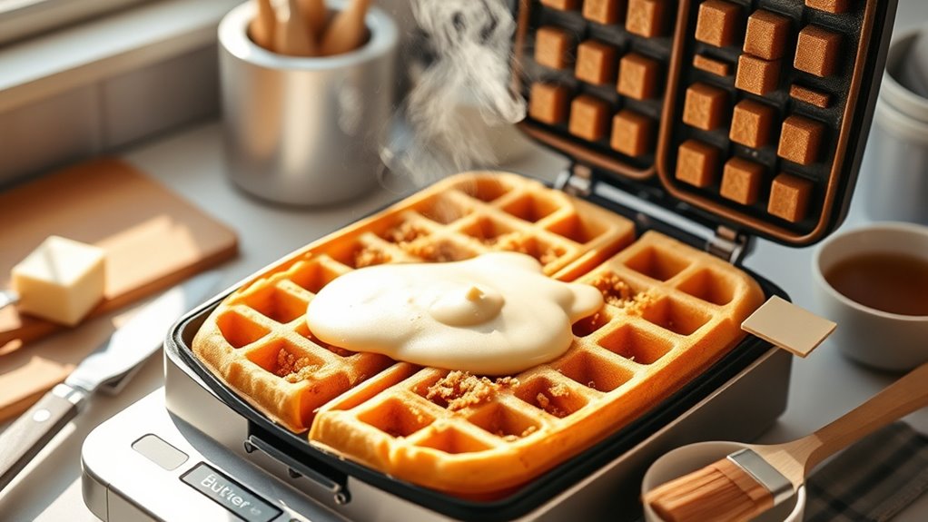perfectly cooked golden waffles