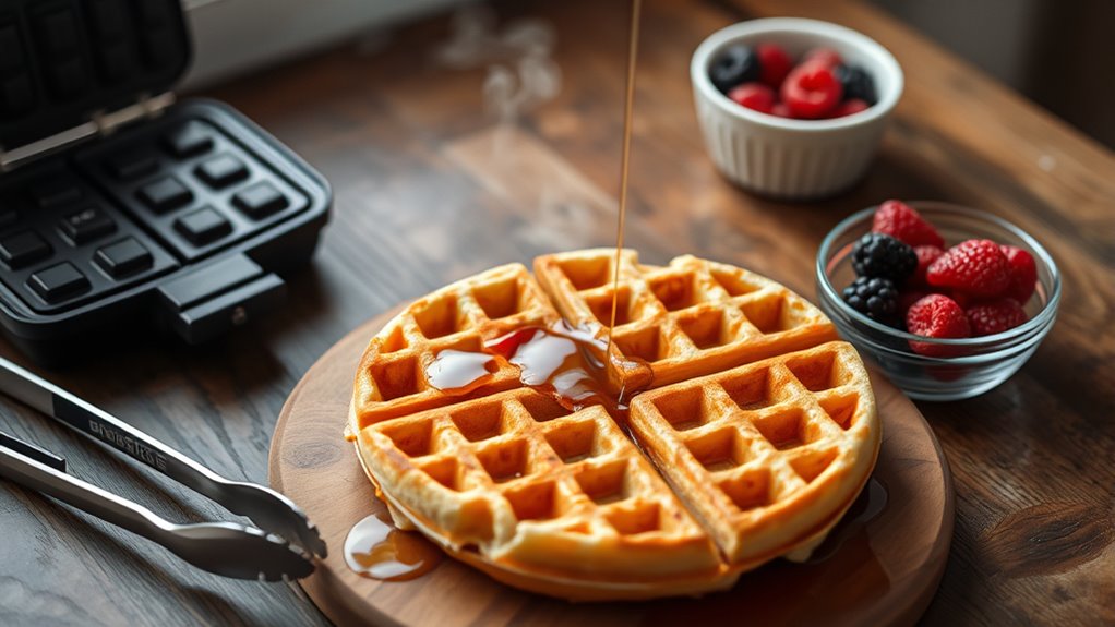 perfectly cooked golden waffles