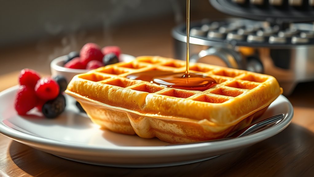 perfectly cooked golden waffles