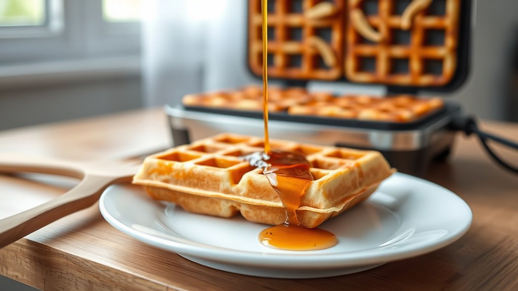 perfectly cooked golden waffles
