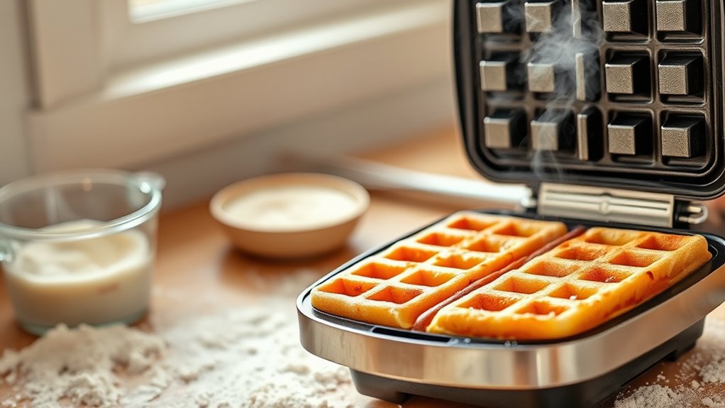 perfectly cooked golden waffles