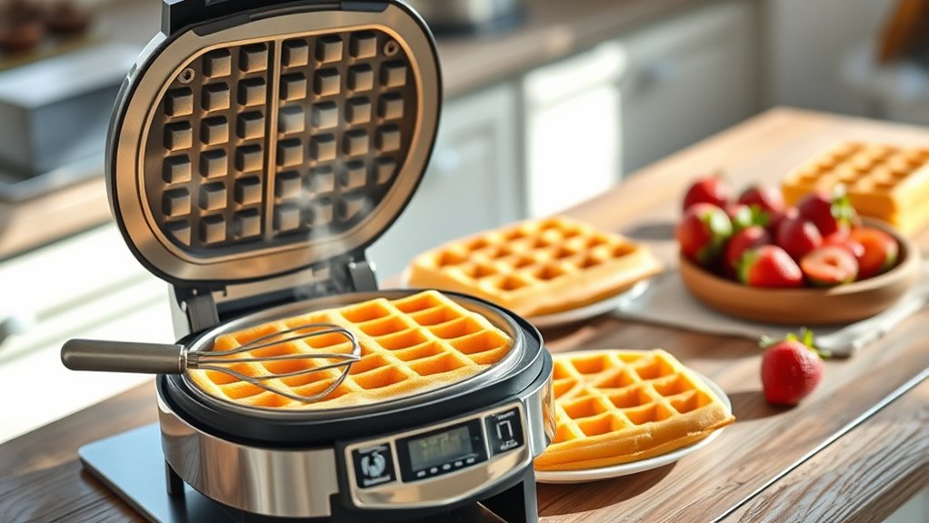perfectly cooked golden waffles