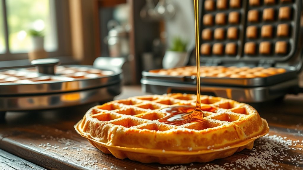 perfectly cooked homemade waffles