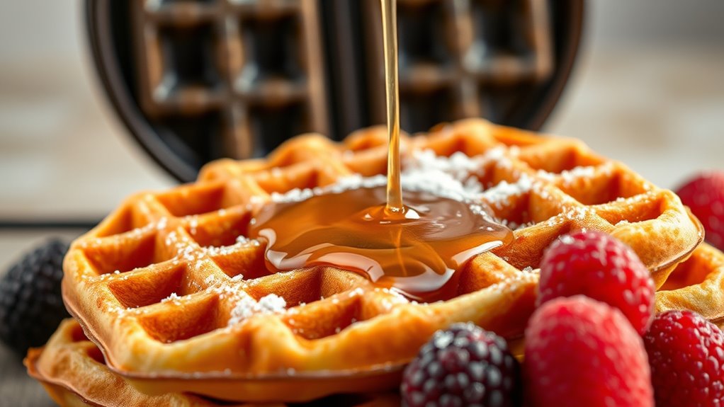 perfectly cooked waffles await