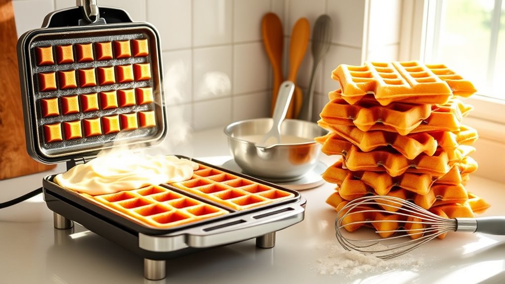 perfectly cooked yeast waffles