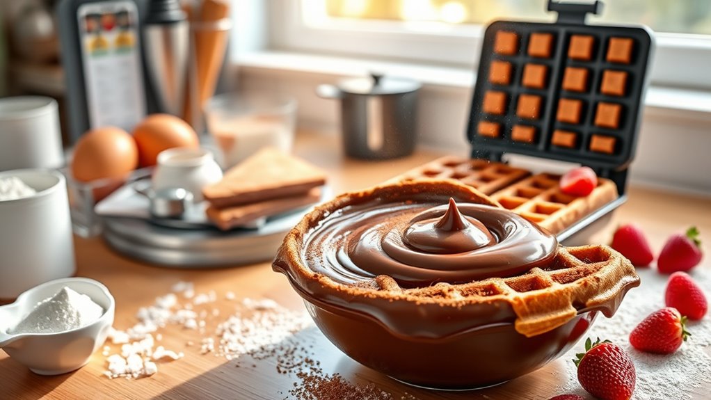 perfectly prepared chocolate waffles