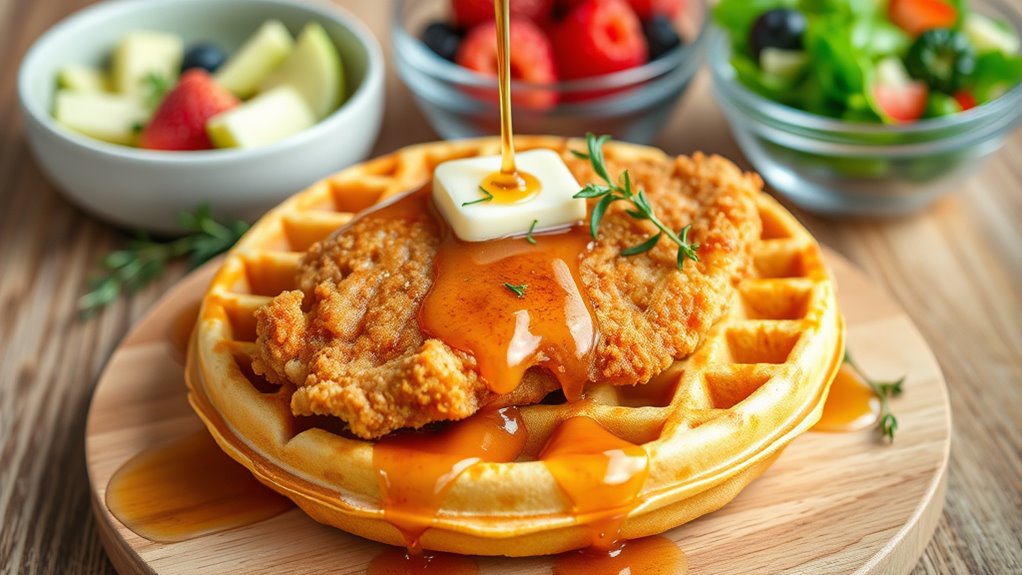 plate chicken and waffles