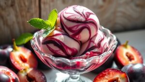 plum flavored homemade ice cream