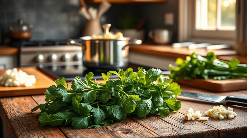prep arugula for soup