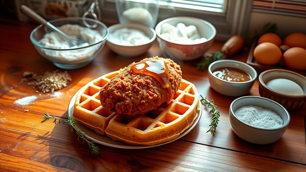 prepare chicken and waffles