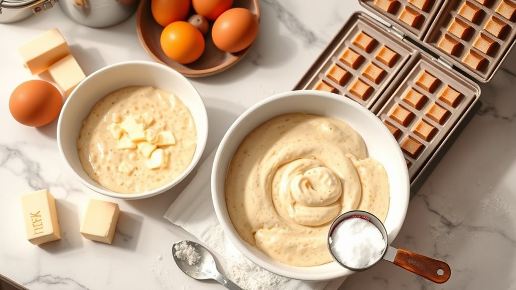 prepare fluffy waffle batter