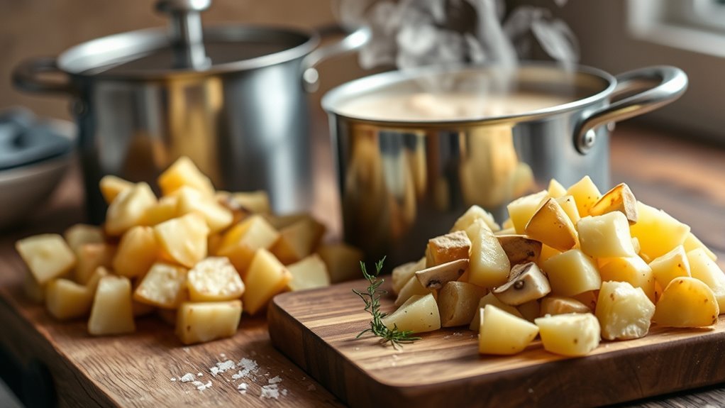 prepare potatoes and season