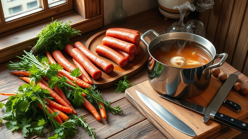prepare sear simmer serve