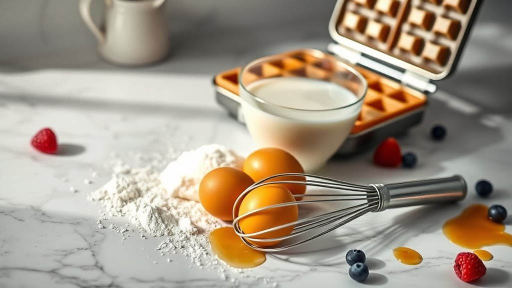 prepare waffle batter carefully