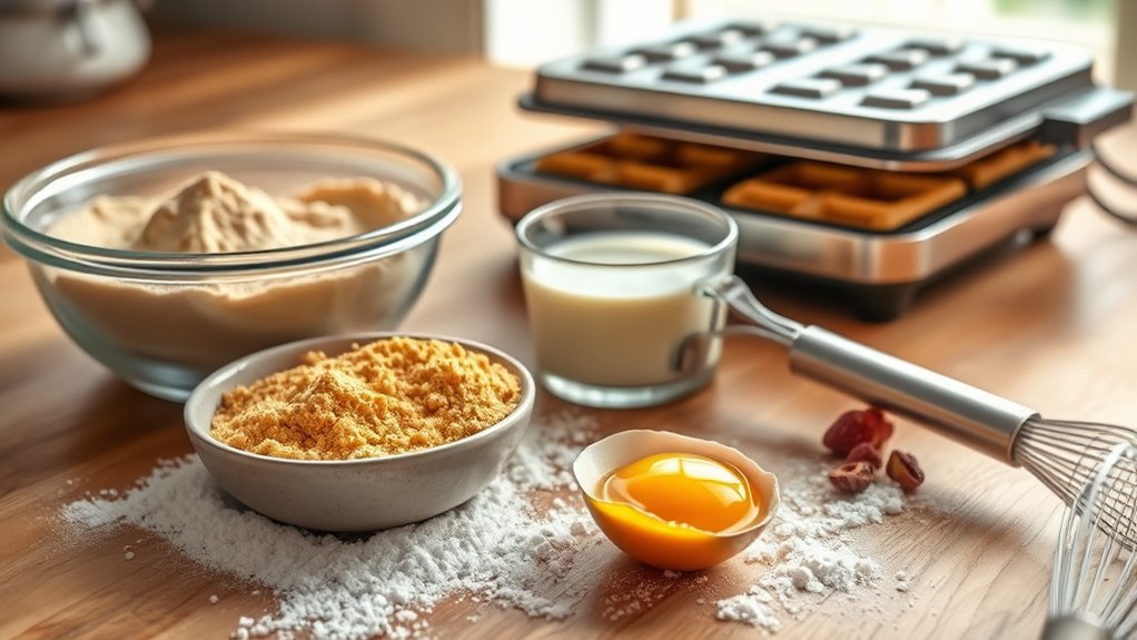 prepare waffle batter gently