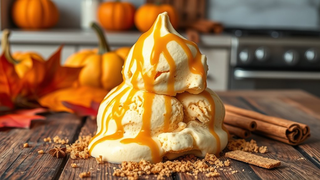 pumpkin cheesecake ice cream preparation