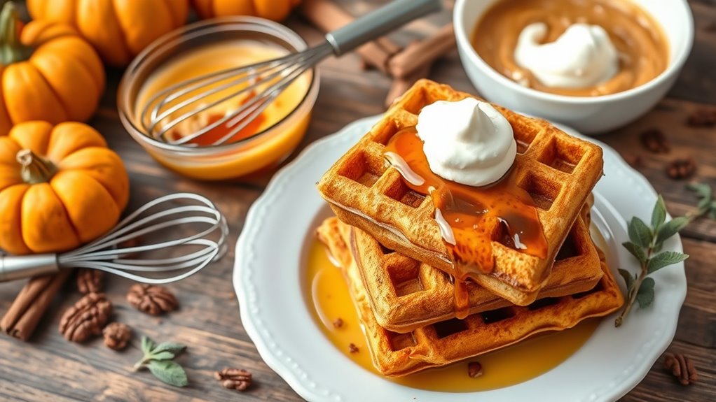 pumpkin waffle batter preparation
