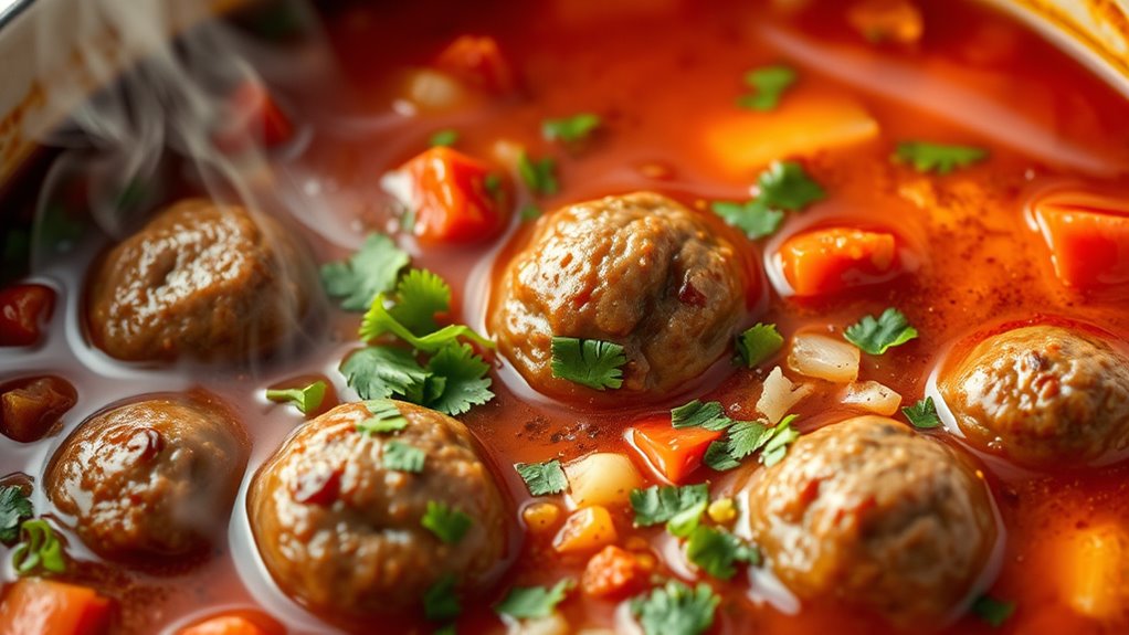 savor simmering meatball soup