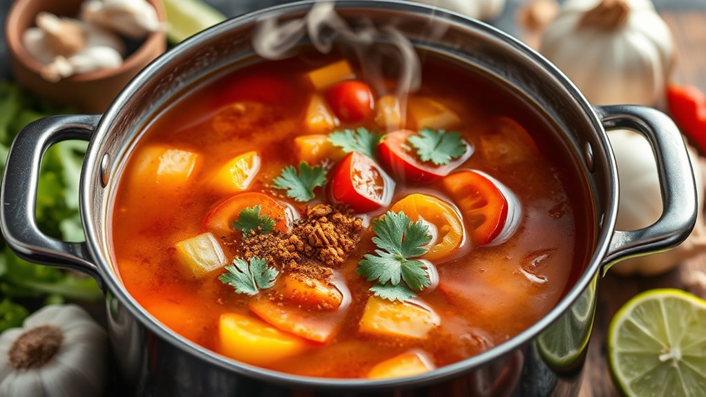 savoring flavorful simmering broth