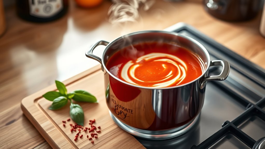 savory tomato soup preparation