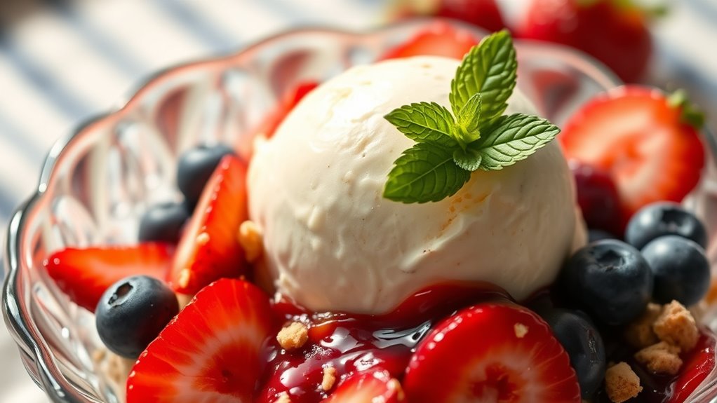 serve cheesecake ice cream thoughtfully