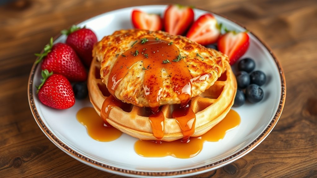 serve chicken and waffles elegantly