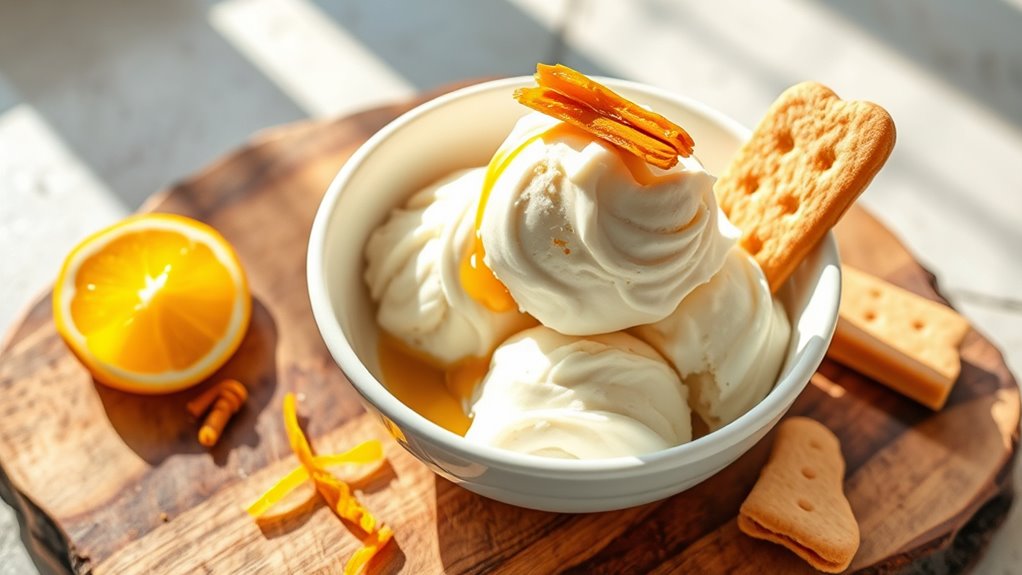 serve ginger ice cream beautifully