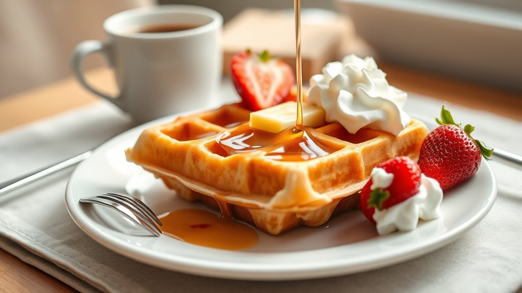 serve hot visually appealing waffles