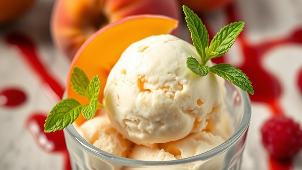 serve peach ice cream beautifully