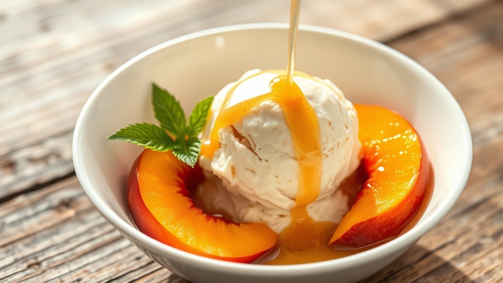 serve peach ice cream elegantly