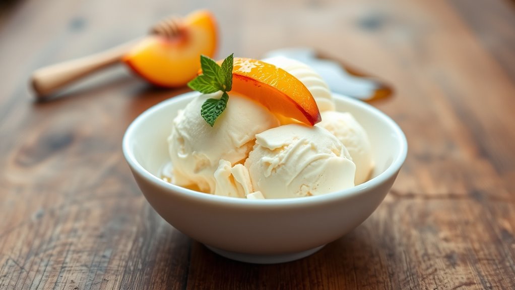 serve peach ice cream elegantly