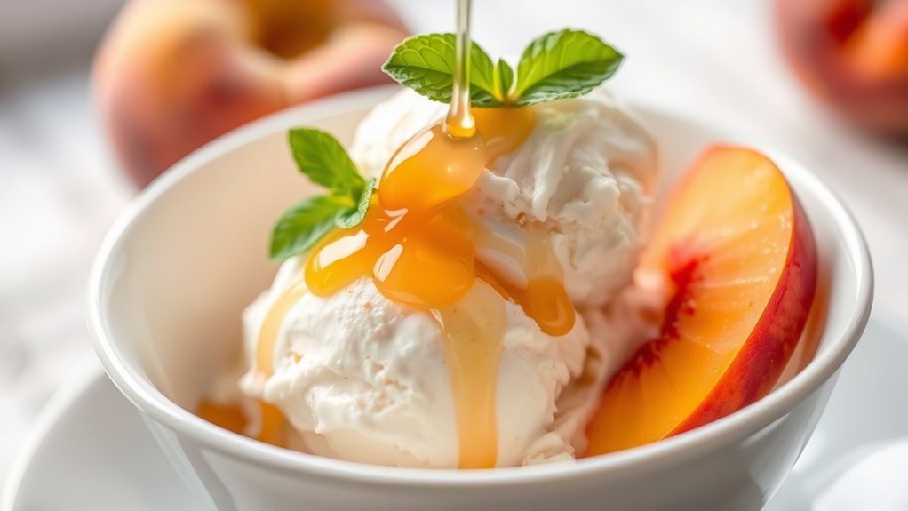 serve peach ice cream fresh