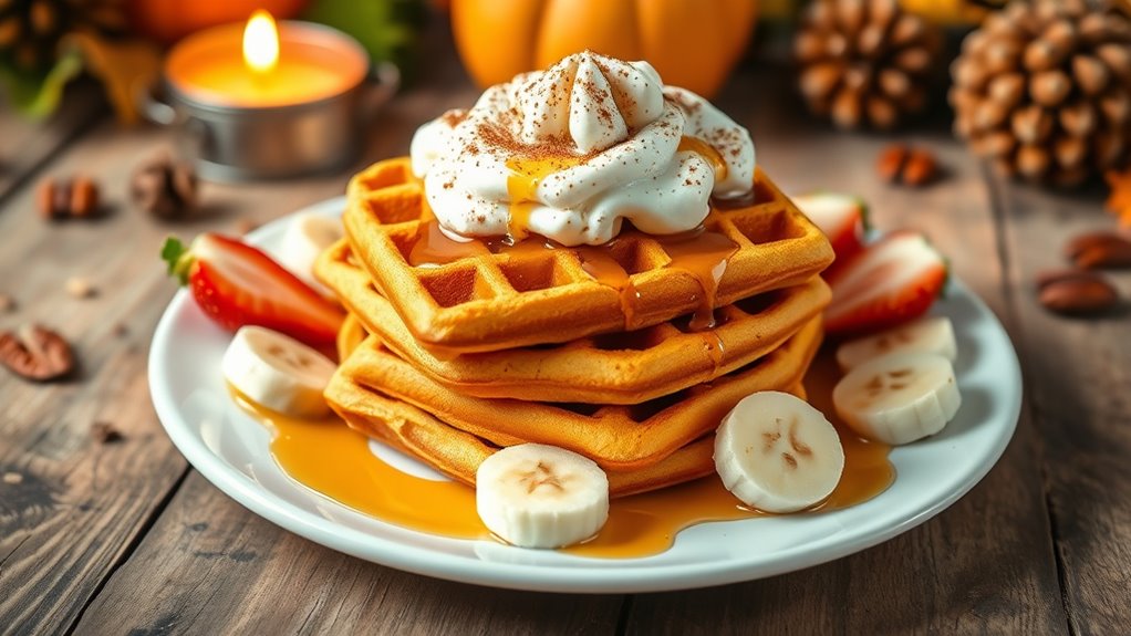 serve pumpkin waffles creatively
