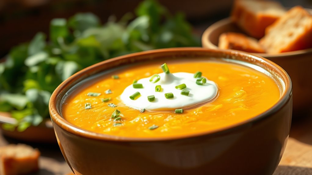 serve steaming sauerkraut soup