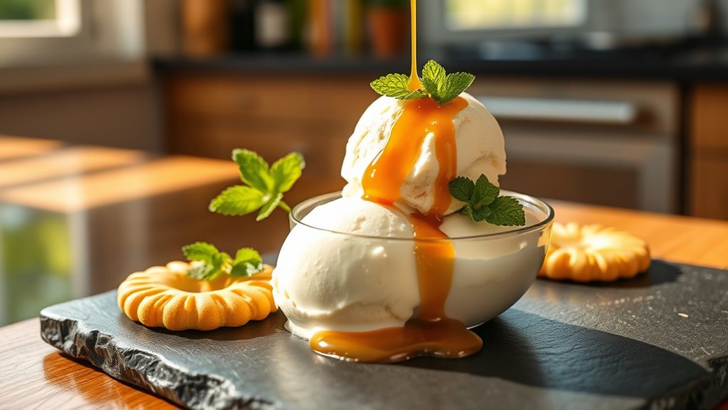 serve vanilla ice cream