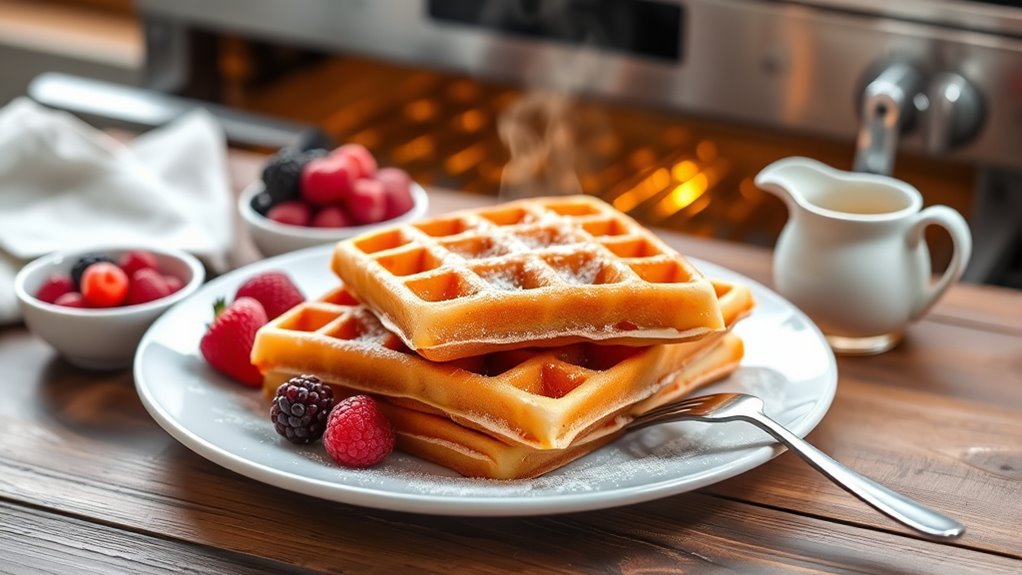 serve waffles immediately warm