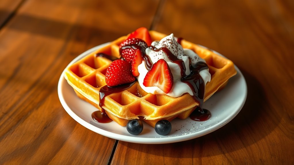 serve waffles with toppings