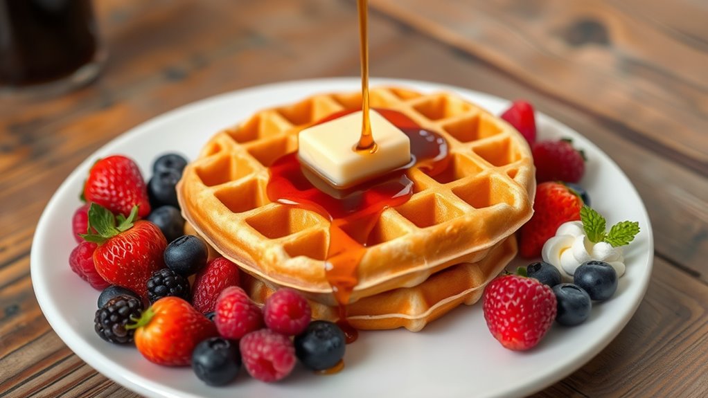 serve waffles with toppings