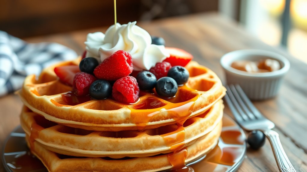 serve waffles with toppings