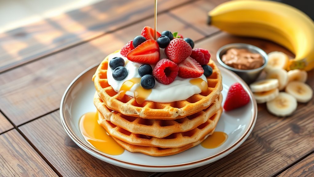 serve waffles with toppings